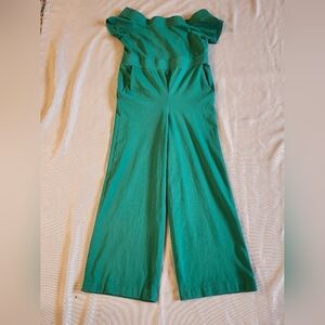 NY&C Off The Shoulder Jumper, Long Pants, Pockets, Stretch, Emerald green,